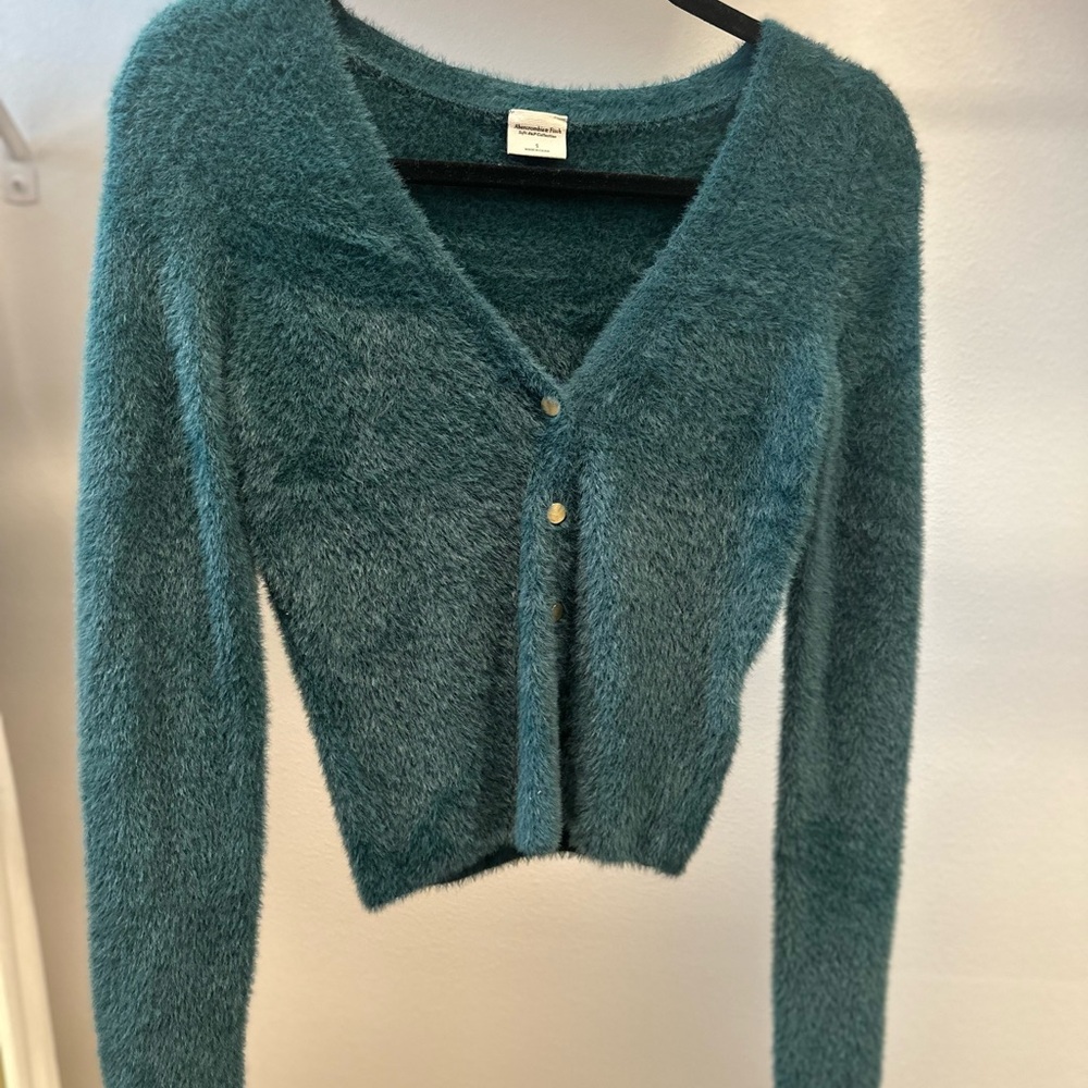 A&F Teal Cardigan Sweater